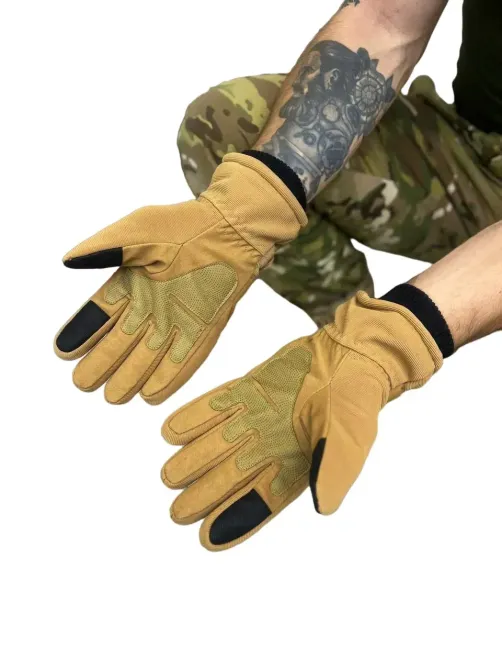 Рукавиці тактичні на хутрі койот Березань - изображение 3