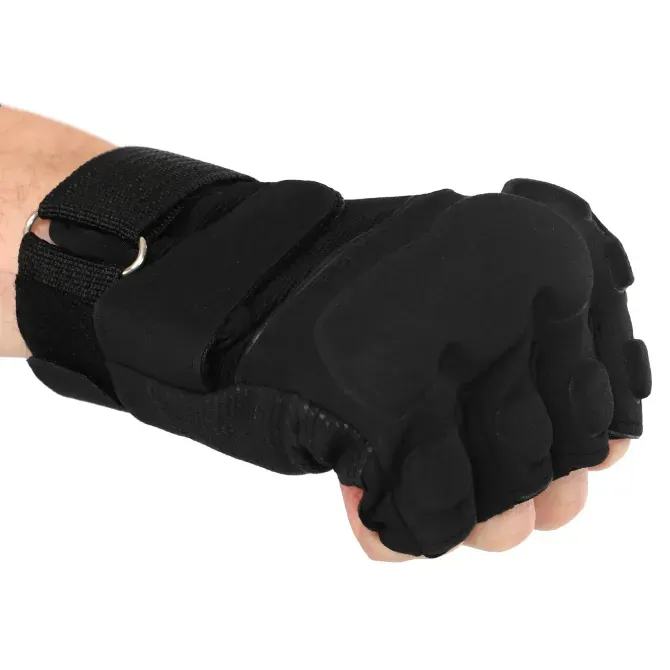 Рукавиці тактичні з відкритими пальцями Чорні Березань - изображение 2