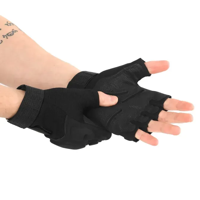 Рукавиці тактичні з відкритими пальцями Чорні Березань - изображение 3