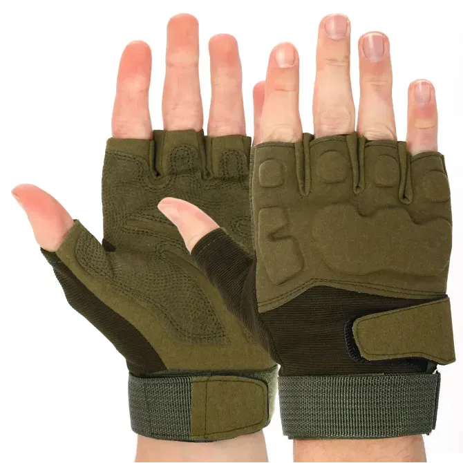 Рукавиці тактичні з відкритими пальцями Чорні Березань - изображение 6
