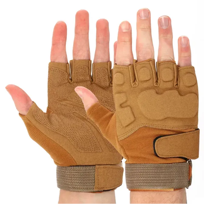 Рукавиці тактичні з відкритими пальцями Чорні Березань - изображение 5