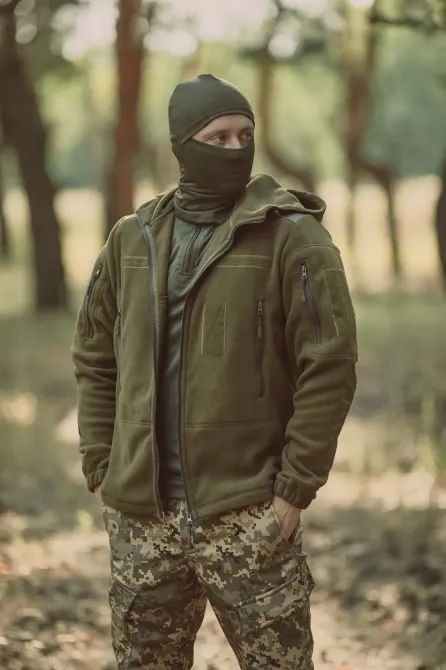 Флісова кофта з капюшоном "KORDAX" (anti-pilling), Хакі Тернівка - фото 1