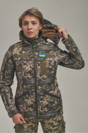 Зимова жіноча куртка KORDAX Soft Shell 2 в 1 піксель Тернівка