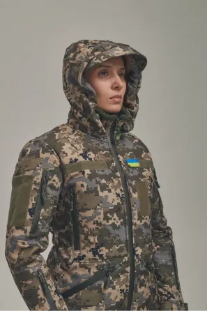 Зимова жіноча куртка KORDAX Soft Shell 2 в 1 піксель Тернівка