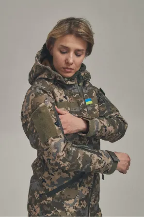 Зимова жіноча куртка KORDAX Soft Shell 2 в 1 піксель Тернівка