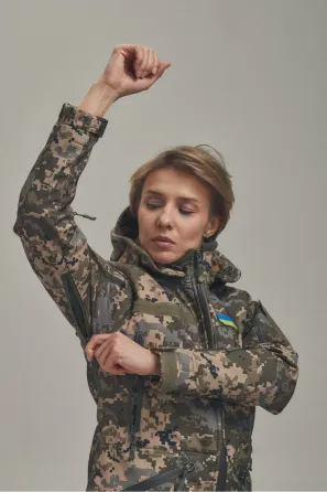 Зимова жіноча куртка KORDAX Soft Shell 2 в 1 піксель Тернівка