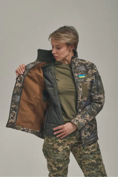 Зимова жіноча куртка KORDAX Soft Shell 2 в 1 піксель Тернівка - фото 7