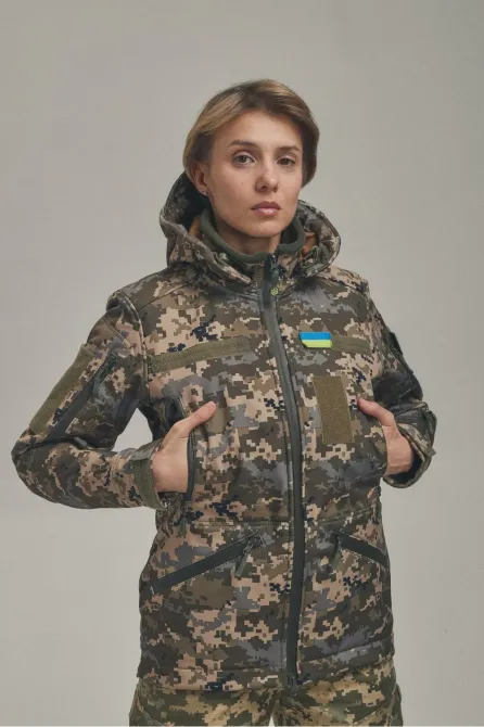 Зимова жіноча куртка KORDAX Soft Shell 2 в 1 піксель Тернівка - фото 1