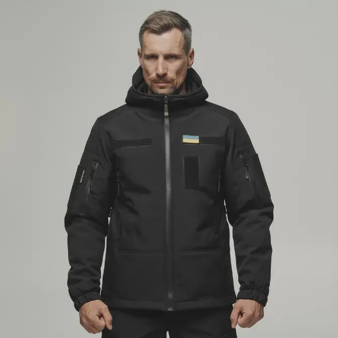 Зимова куртка "KORDAX" Soft Shel чорна Тернівка - фото 2