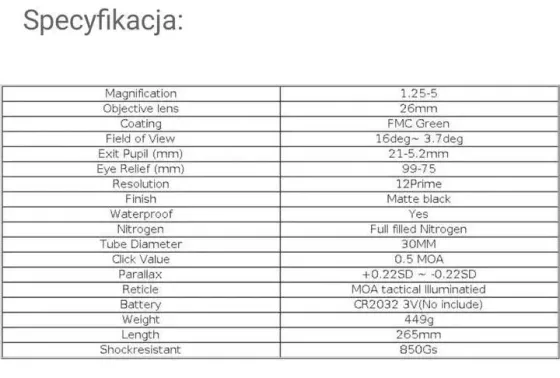 Приціл загонник SKW 1, 25-5x26 BDC-02-AK Вінниця