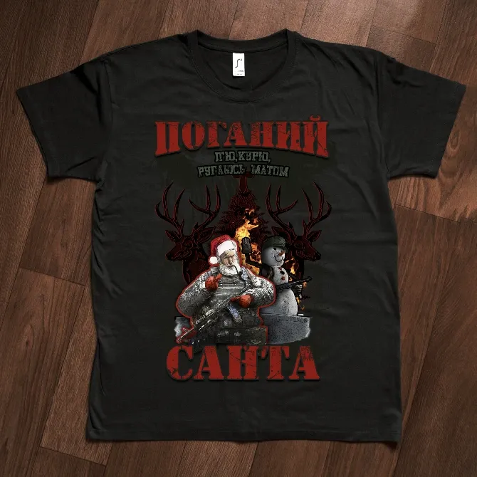 Футболка з принтом "Поганий Санта" бренду ПOTEKLO чорна Харків - фото 1