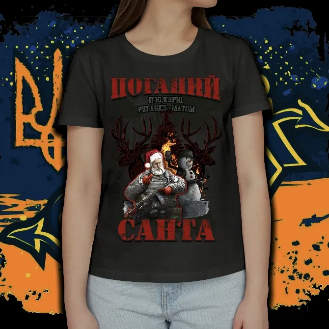 Футболка з принтом "Поганий Санта" бренду ПOTEKLO чорна Харків - фото 3