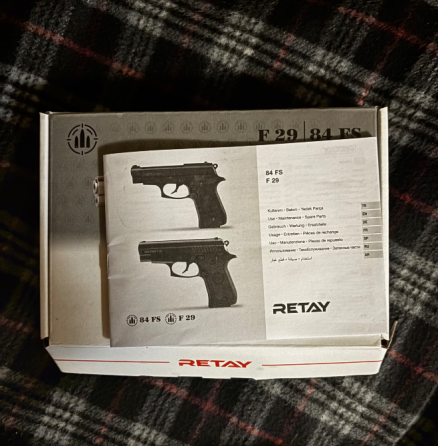 Стартовий пістолет Retay F29 (Beretta 84FS під холостий патрон 9 мм) чорний Львів