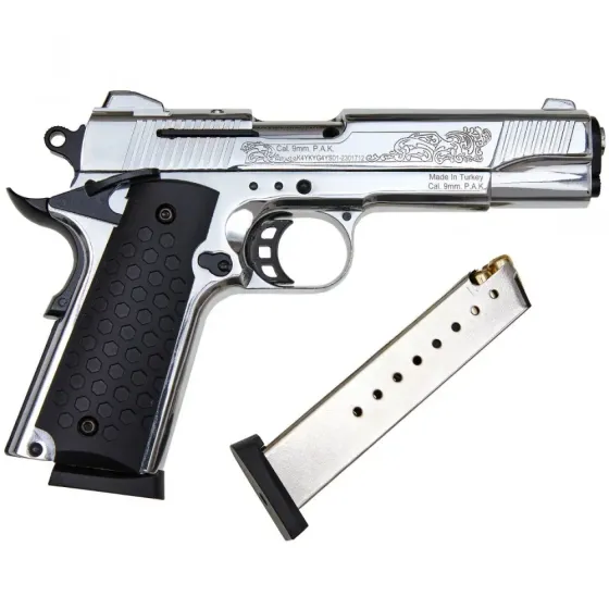 Стартовий пістолет 911#6 Matte Chrome Plating, Engraved/Black Grips Харків