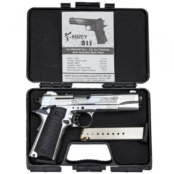 Стартовий пістолет 911#6 Matte Chrome Plating, Engraved/Black Grips Харків