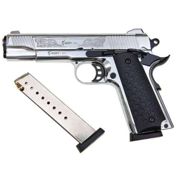 Стартовий пістолет 911#6 Matte Chrome Plating, Engraved/Black Grips Харків